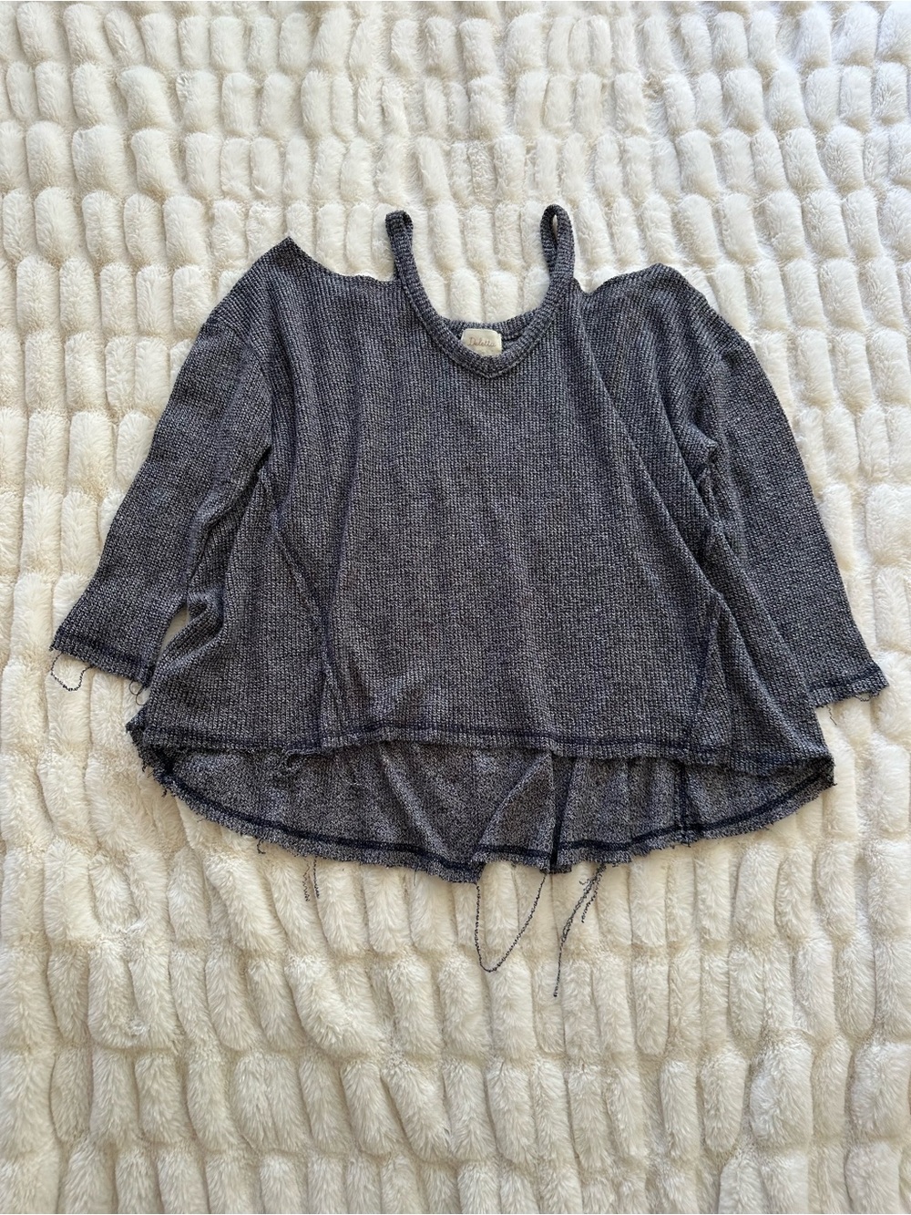 Anthropologie Deletta Navy Marl Boho Lightweight Swing Off-the-shoulder Sweater